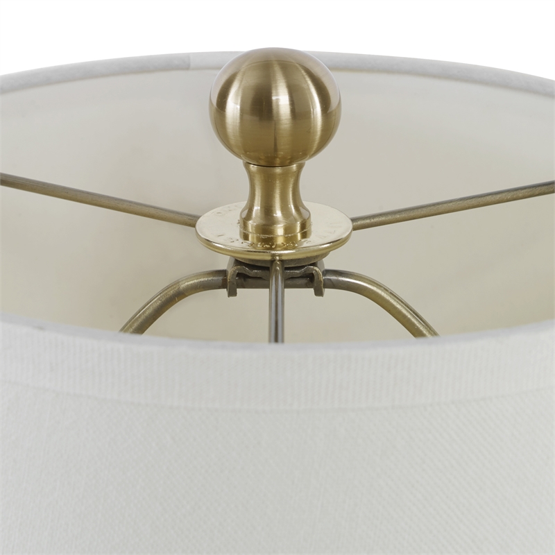 Uttermost Laton Metal and Crystal Buffet Lamp in Brushed Brass/Off White