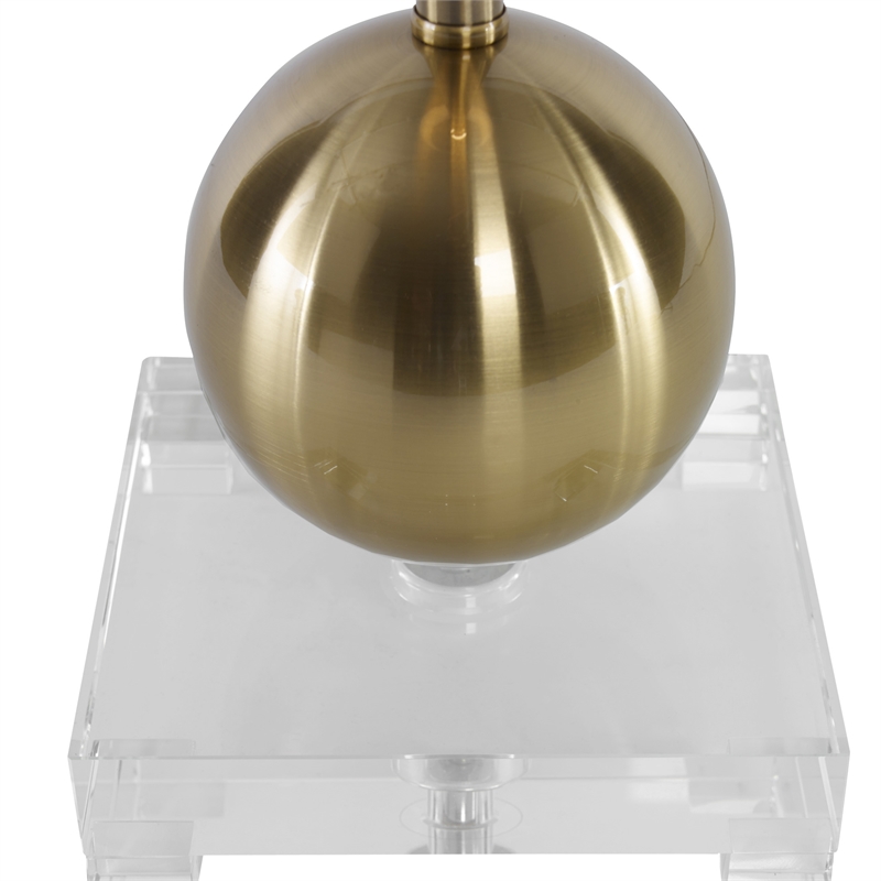 Uttermost Laton Metal and Crystal Buffet Lamp in Brushed Brass/Off White
