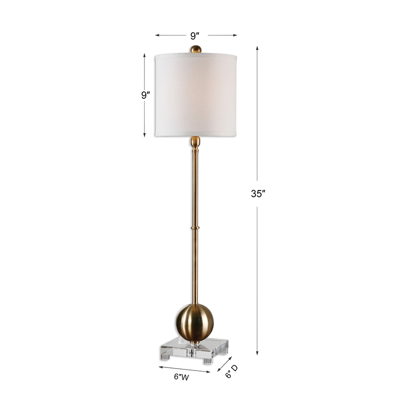 Uttermost Laton Metal and Crystal Buffet Lamp in Brushed Brass/Off White