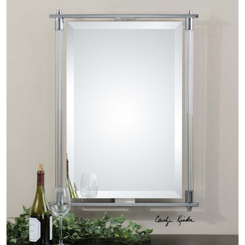 Uttermost Adara Contemporary Metal Glass and MDF Wood Vanity Mirror in Chrome