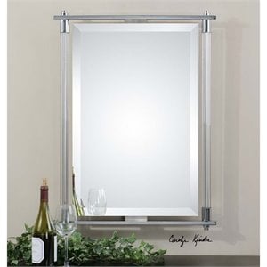 Uttermost Adara Contemporary Metal Glass and MDF Wood Vanity Mirror in Chrome
