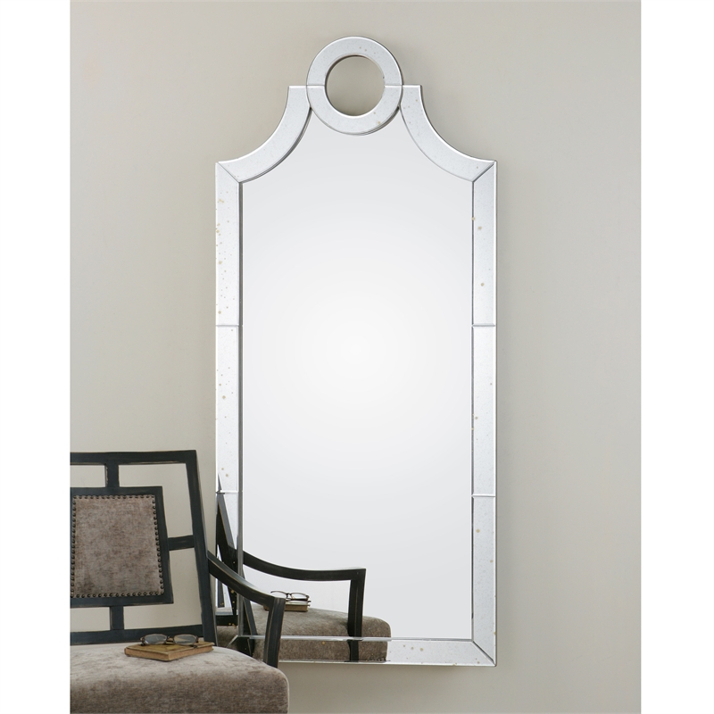 Uttermost Acacius Traditional MDF and Glass Arched Mirror in Silver