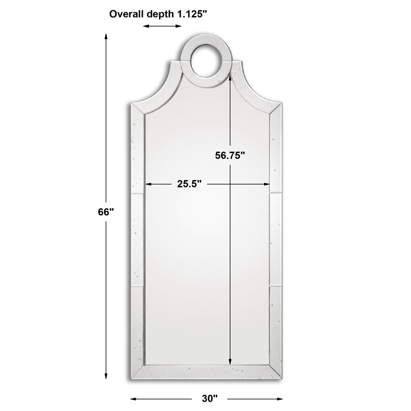 Uttermost Acacius Traditional MDF and Glass Arched Mirror in Silver