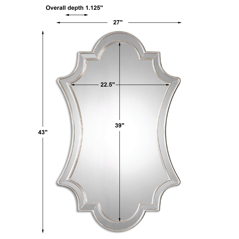 Uttermost Elara PU MDF Wood and Glass Wall Mirror in Antiqued Silver