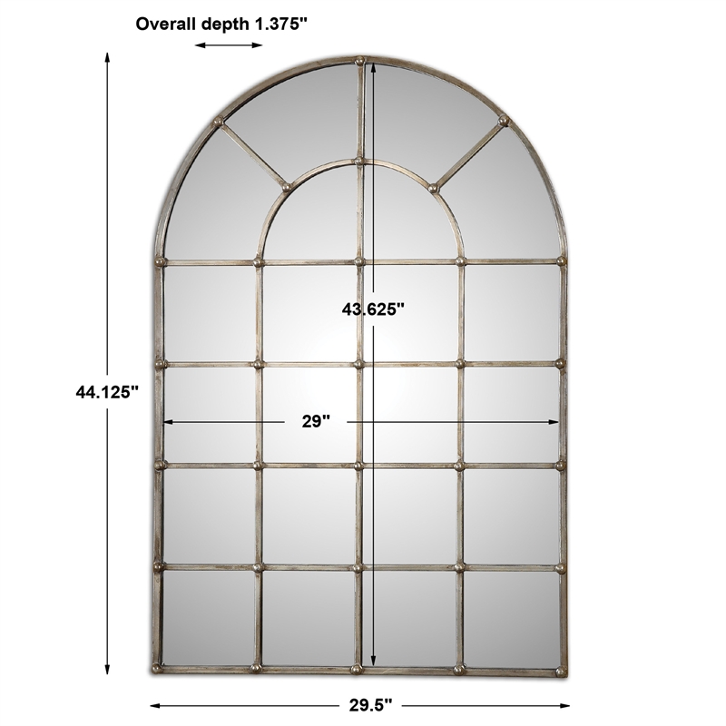 Uttermost Barwell Arch Traditional Metal Decorative Mirror in Silver