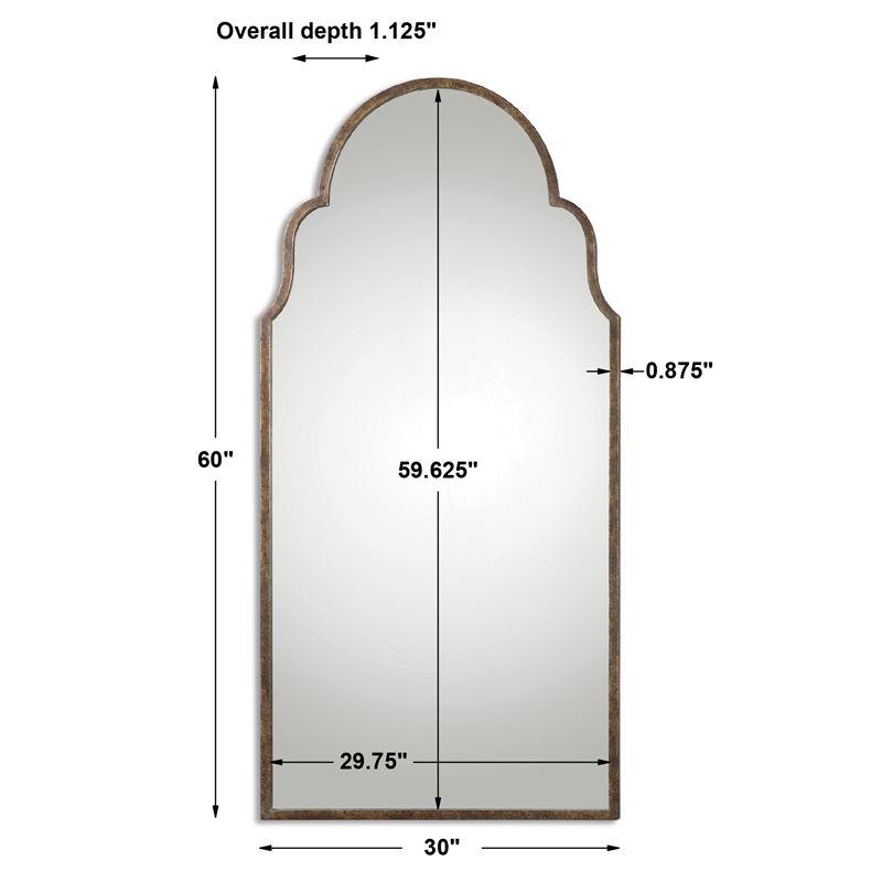 Uttermost Brayden Tall Traditional Metal Arch Mirror in Bronze