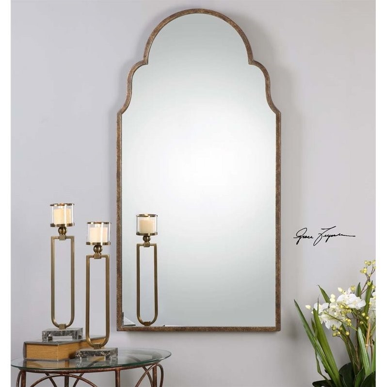 Uttermost Brayden Tall Traditional Metal Arch Mirror in Bronze