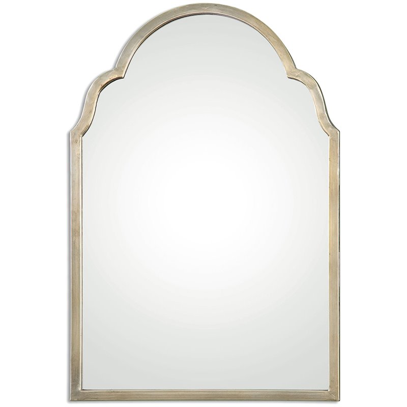 Uttermost Brayden Contemporary Metal Petite Arch Mirror in Silver Finish