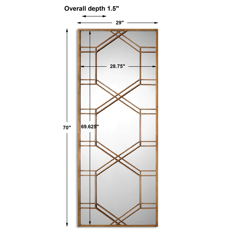 Uttermost Kennis Contemporary Metal and MDF Wood Leaner Mirror in Gold