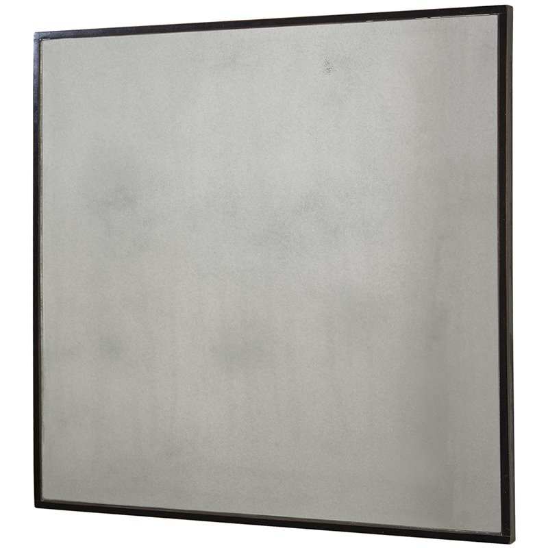 Uttermost Matty Contemporary MDF Wood Antiqued Square Mirrors - Black (Set of 2)