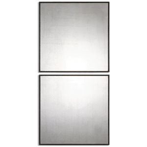 Uttermost Matty Contemporary MDF Wood Antiqued Square Mirrors - Black (Set of 2)