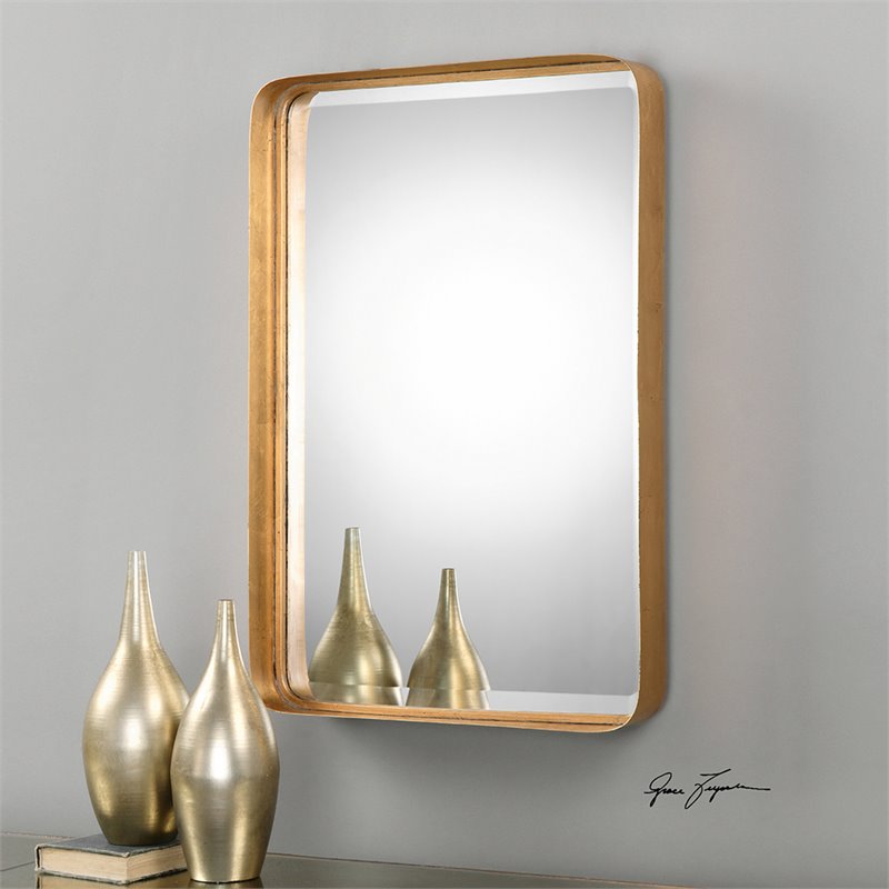 Uttermost Crofton Contemporary Style Metal Mirror in Gold Finish