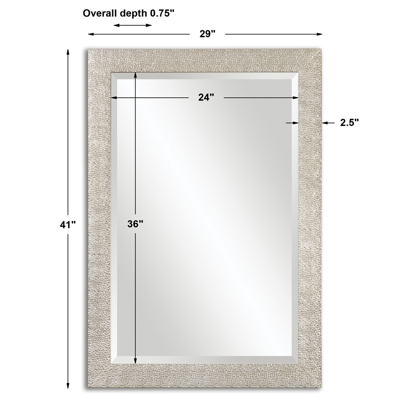 Uttermost Porcius Coastal Style Pinewood Mirror in Antiqued Silver