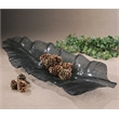 Uttermost Smoked Leaf Coastal Glass Tray in Dark Gray Finish
