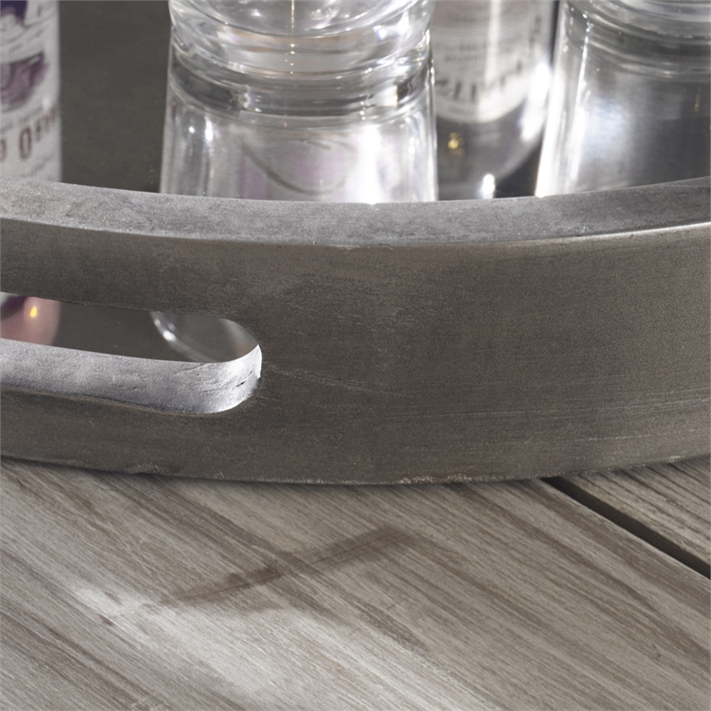 Uttermost Bechet Round Farmhouse MDF and Mirror Tray in Silver