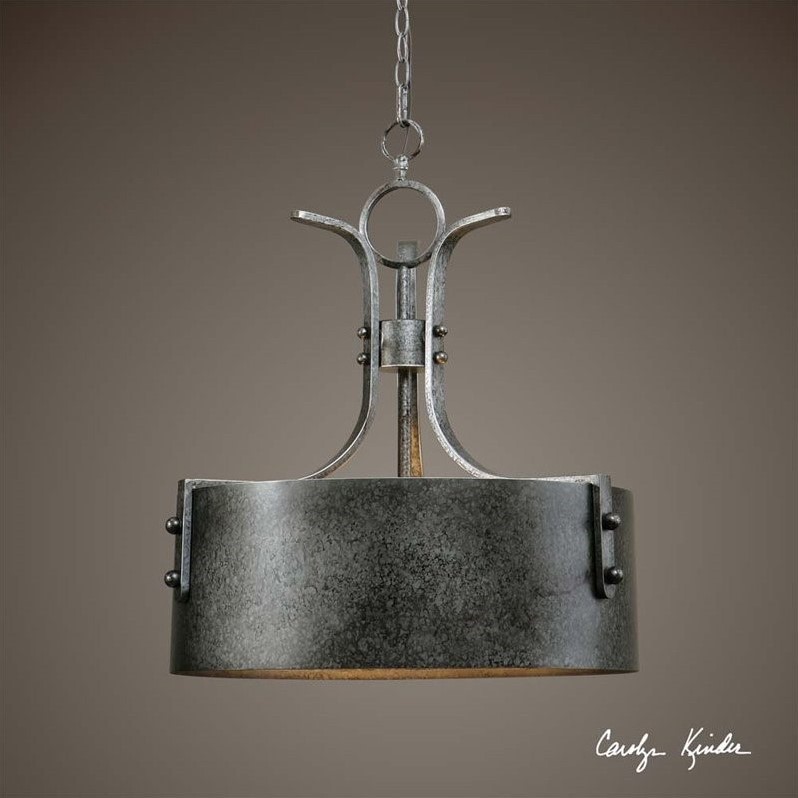 Vignettes Uttermost Leland 3 Light Metal Drum Pendant