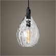 Uttermost Campester 1-Light Metal and Watered Glass Mini Pendant in Black/Clear