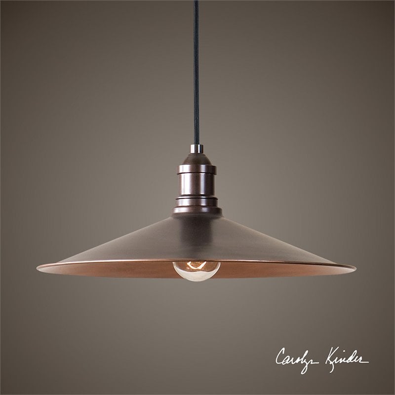 Uttermost Barnstead 1-Light Transitional Metal Pendant in Copper