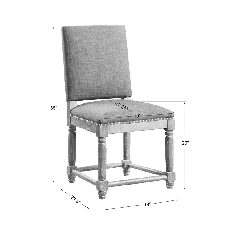 uttermost laurens wood metal and fabric accent chair in gray/brass