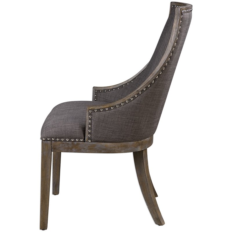 Uttermost Aidrian Transitional Wood and Fabric Accent Chair in Gray