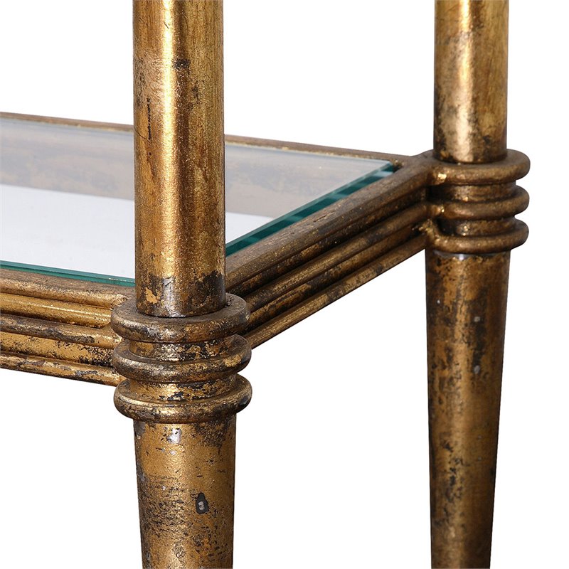 Uttermost Elenio Modern Cast Iron and Glass Console Table in Gold
