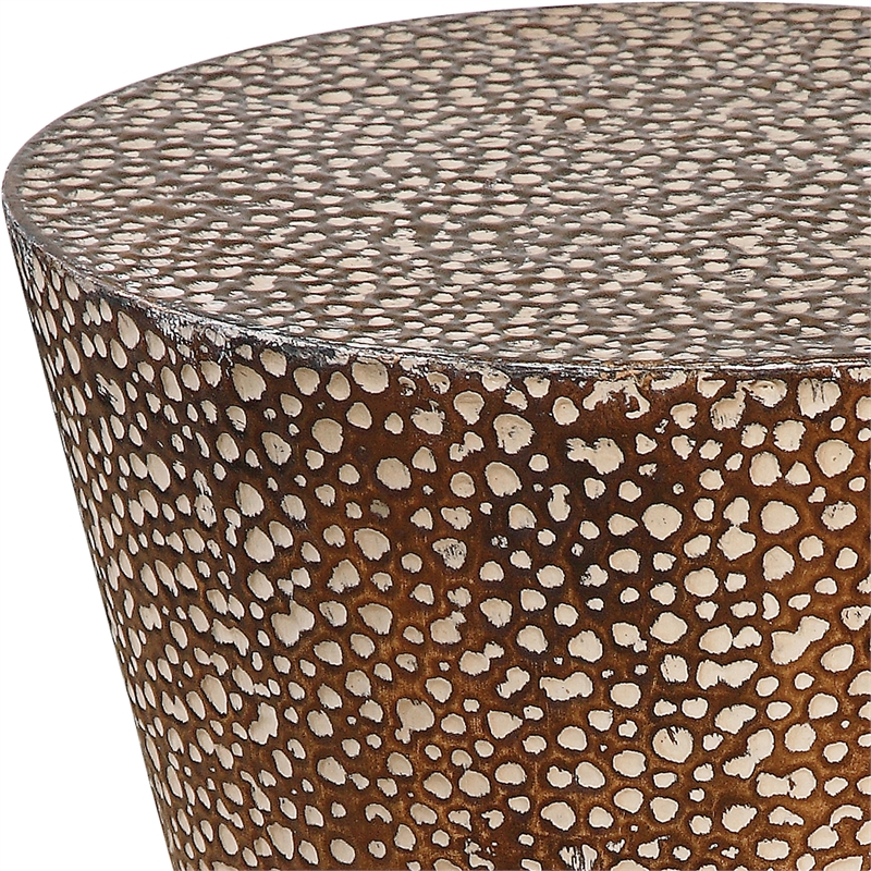 Uttermost Cutler Drum Shaped Contemporary Metal Accent Table in Bronze