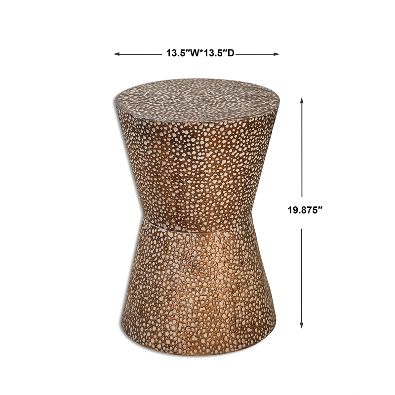 Uttermost Cutler Drum Shaped Contemporary Metal Accent Table in Bronze