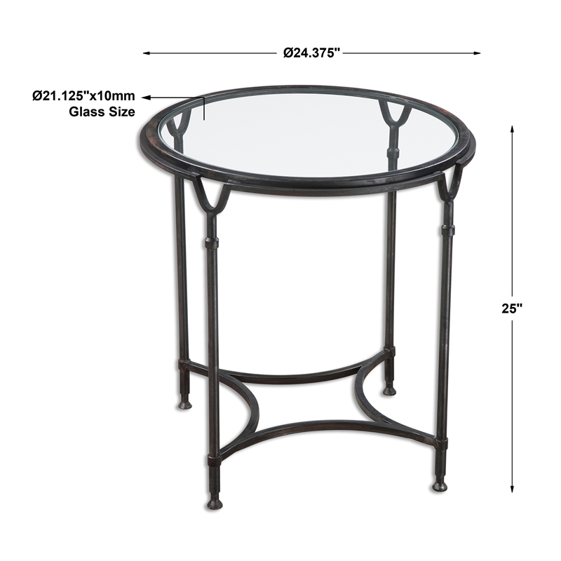 Uttermost Samson Contemporary Metal and Glass Side Table in Black/Silver/Clear