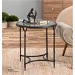 Uttermost Samson Contemporary Metal and Glass Side Table in Black/Silver/Clear