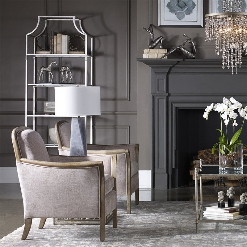 Uttermost Aurelie 5-Shelf Transitional Metal and Glass Etagere in Gray