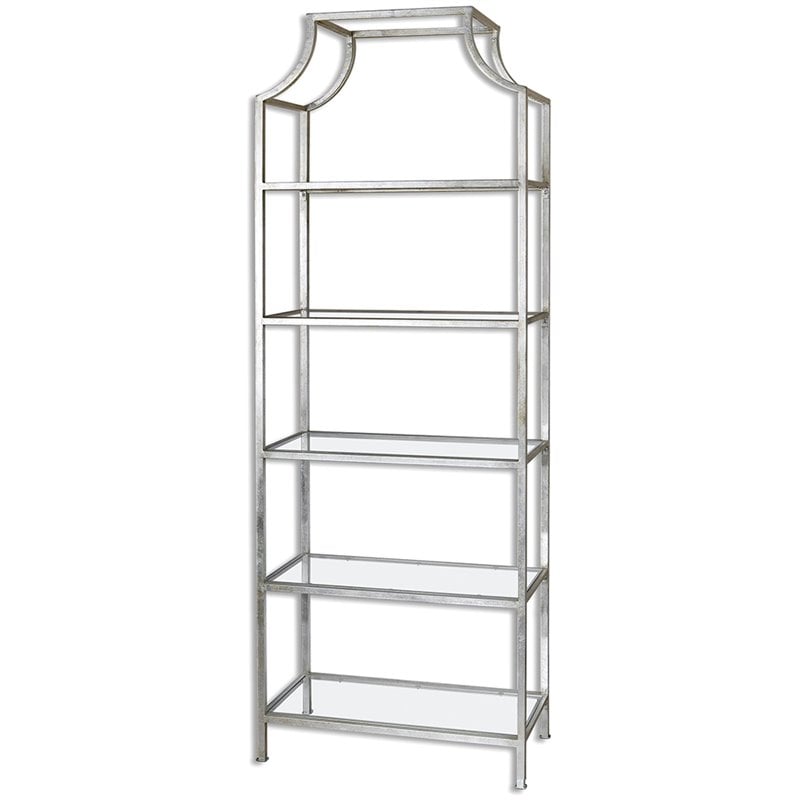 Uttermost Aurelie 5-Shelf Transitional Metal and Glass Etagere in Gray