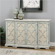 Uttermost Sophie 4-Door Transitional Wood Cabinet in Weathered Gray/Light Tan