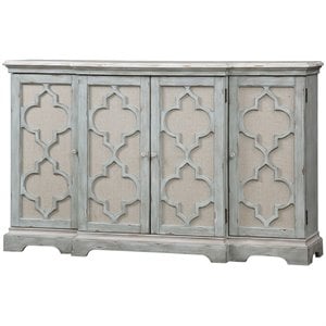 Uttermost Sophie 4-Door Transitional Wood Cabinet in Weathered Gray/Light Tan