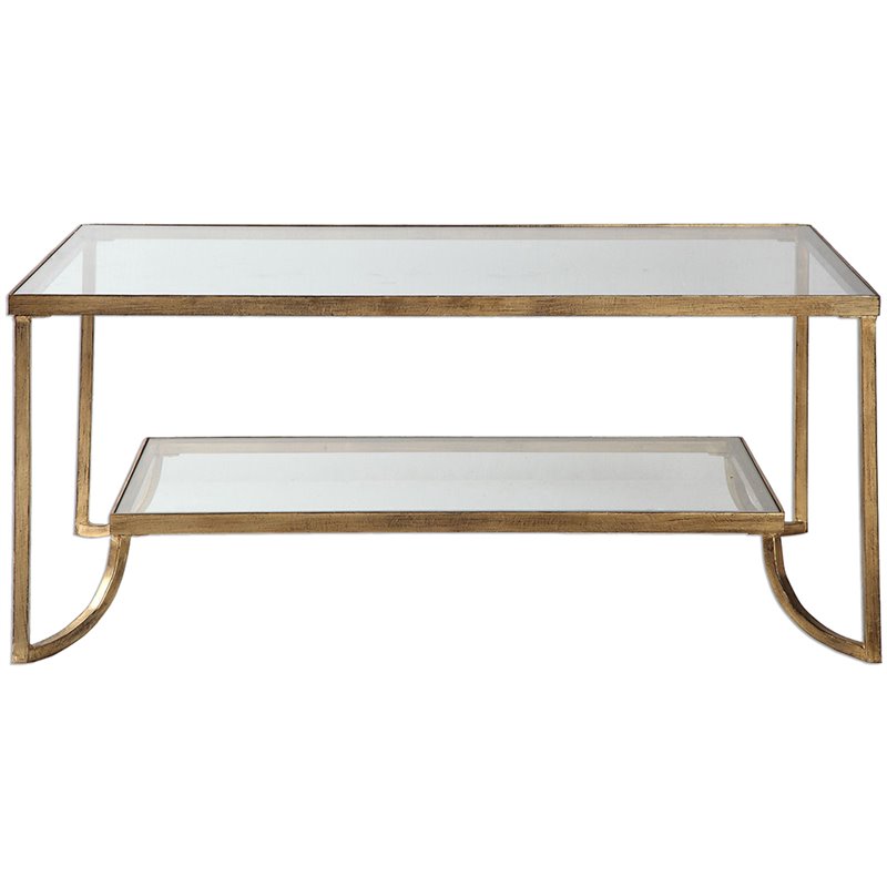 Uttermost Katina Traditional Metal and Glass Coffee Table in Antiqued Gold