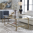 Uttermost Katina Traditional Metal and Glass Coffee Table in Antiqued Gold