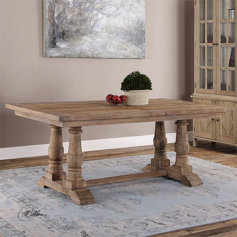 Uttermost Stratford Transitional Solid Wood Dining Table in Brown