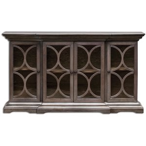 Uttermost Belino 4-Door Contemporary Wood Chest in Silver/Brown