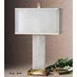 Uttermost Athanas Mid-Century Metal and Alabaster Lamp in White/Coffee Bronze
