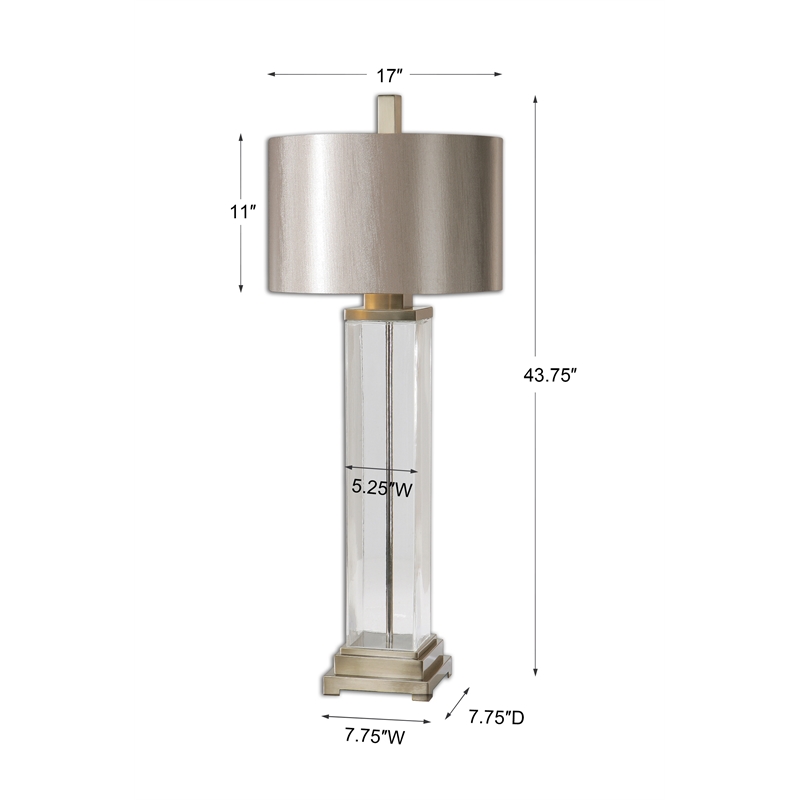 Uttermost Drustan Steel and Glass Table Lamp in Clear/Bronze/Nickel