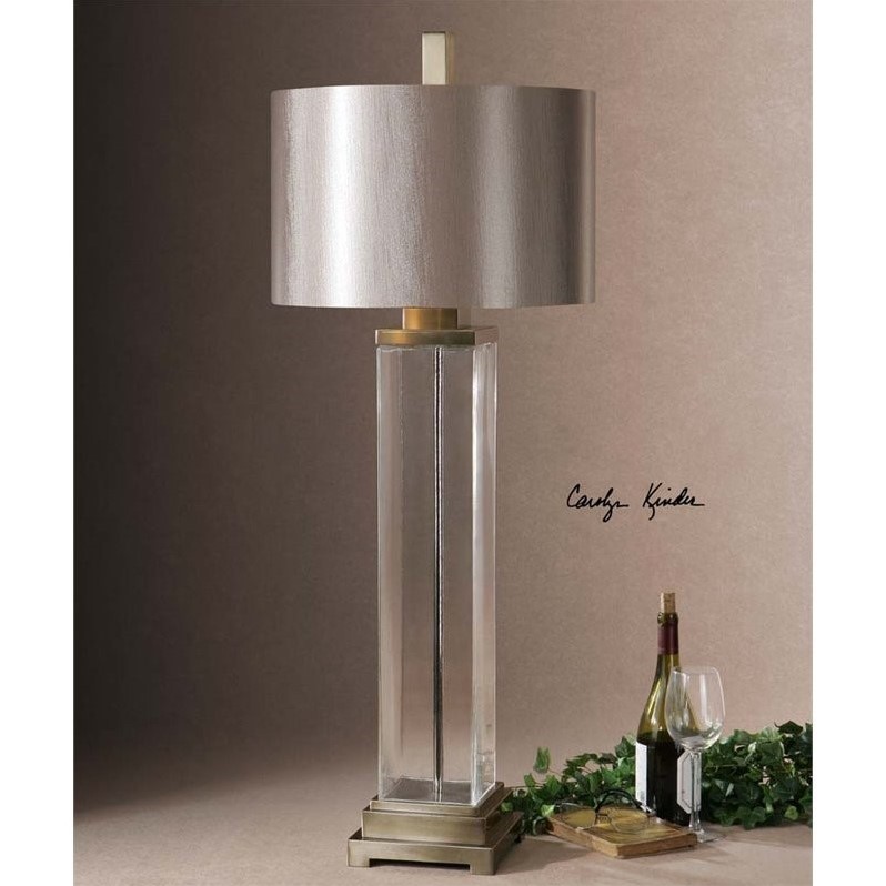 Uttermost Drustan Steel and Glass Table Lamp in Clear/Bronze/Nickel