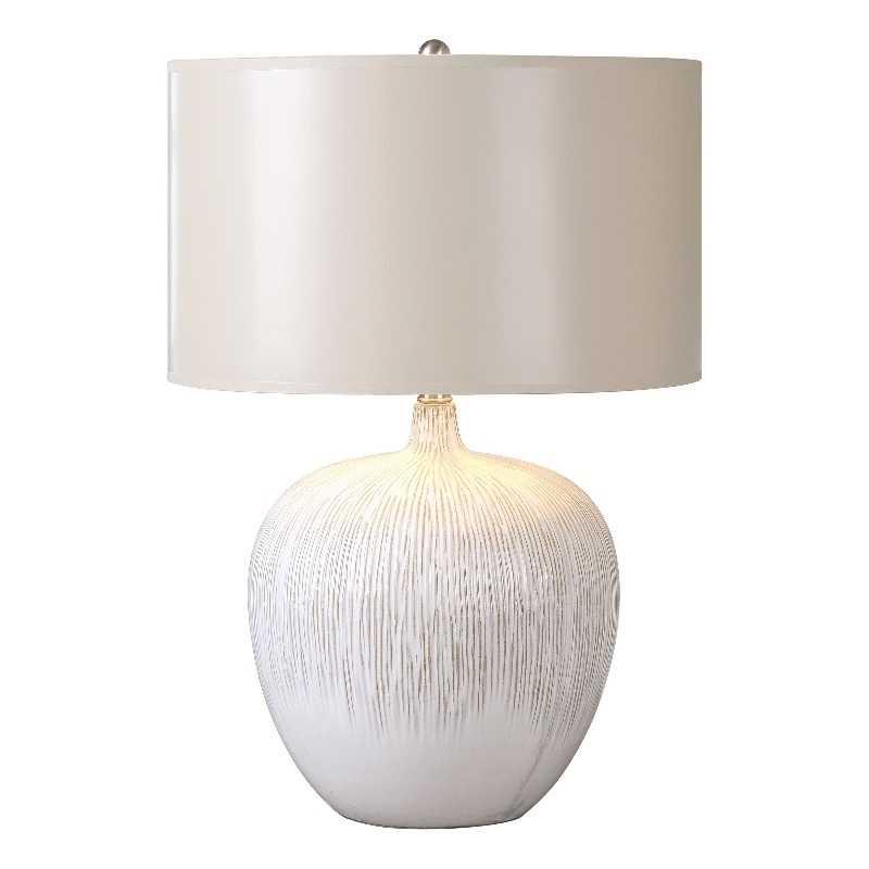 Uttermost Georgios Ceramic Fabric and Paper Textured Ceramic Lamp in Ivory/Tan