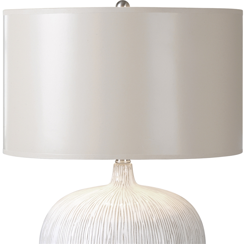 Uttermost Georgios Ceramic Fabric and Paper Textured Ceramic Lamp in Ivory/Tan