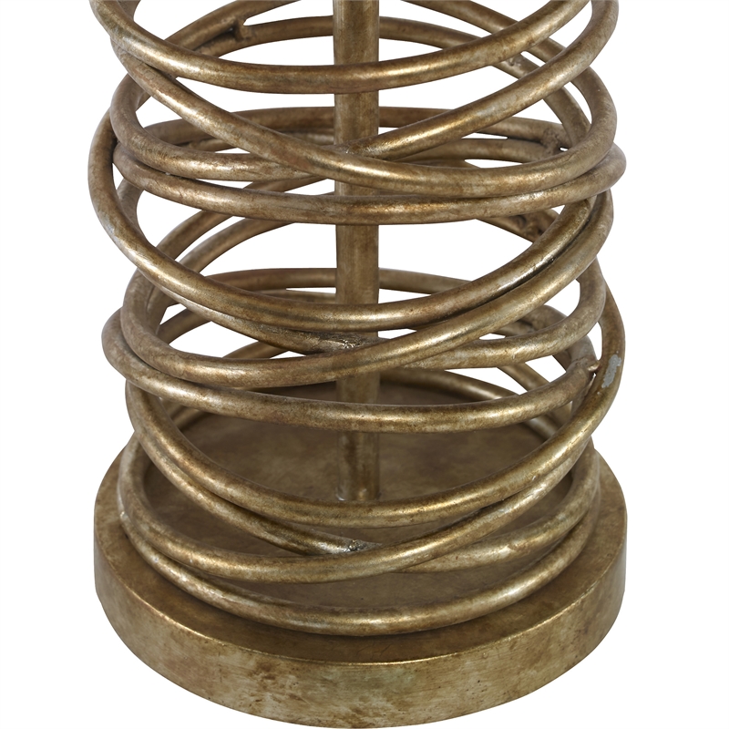 Uttermost Amarey Modern Metal Ring Table Lamp in Silver and Oatmeal