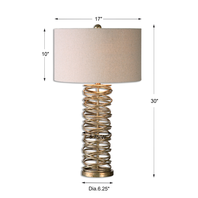 Uttermost Amarey Modern Metal Ring Table Lamp in Silver and Oatmeal