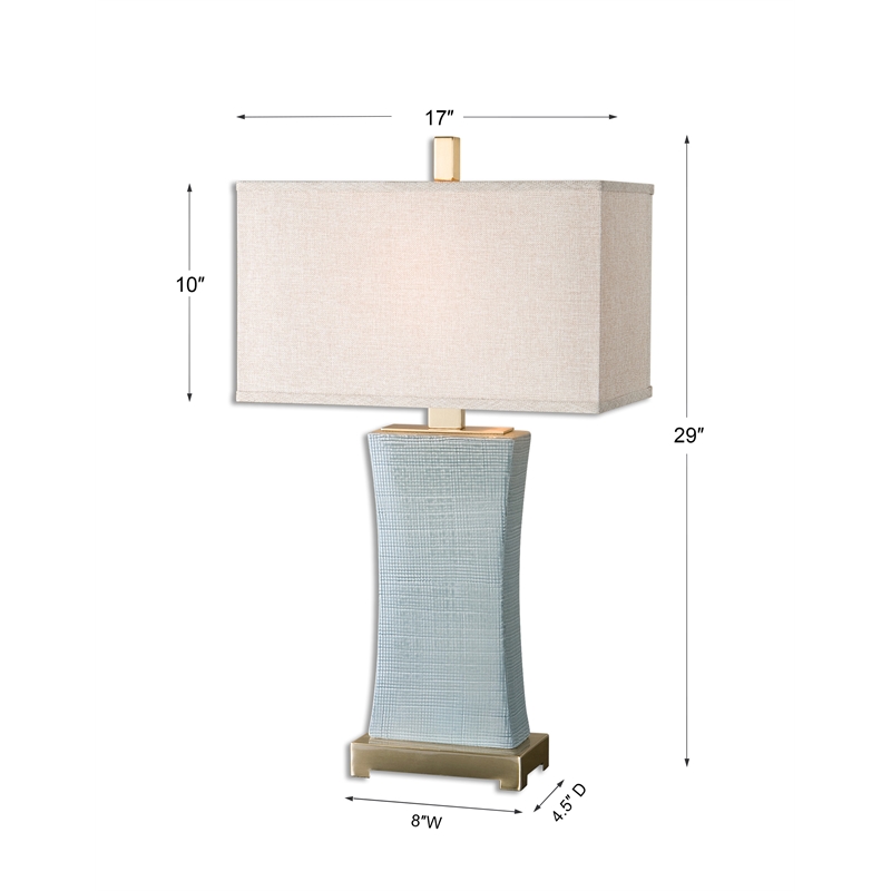 Uttermost Cantarana Ceramic Metal and Fabric Table Lamp in Blue Gray/Beige