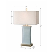 Uttermost Cantarana Ceramic Metal and Fabric Table Lamp in Blue Gray/Beige