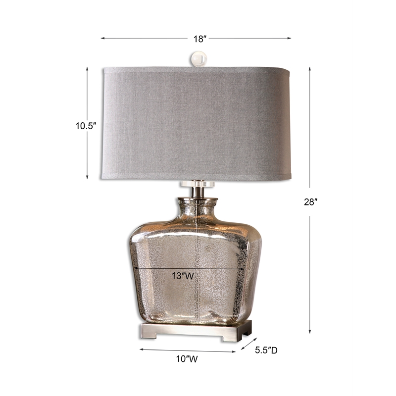 Uttermost Molinara Contemporary Glass and Metal Table Lamp in Nickel/Beige