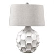 Uttermost Guerina Ceramic Fabric and Metal Scalloped Lamp in White/Gray/Nickel