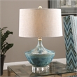 Uttermost Chasida Mid-Century Ceramic and Crystal Lamp in Blue/Beige