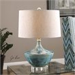 Uttermost Chasida Mid-Century Ceramic and Crystal Lamp in Blue/Beige